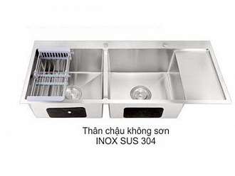 bon-rua-chen-2-hoc-1-canh-inox-sus304-cao-cap-k10048c-new